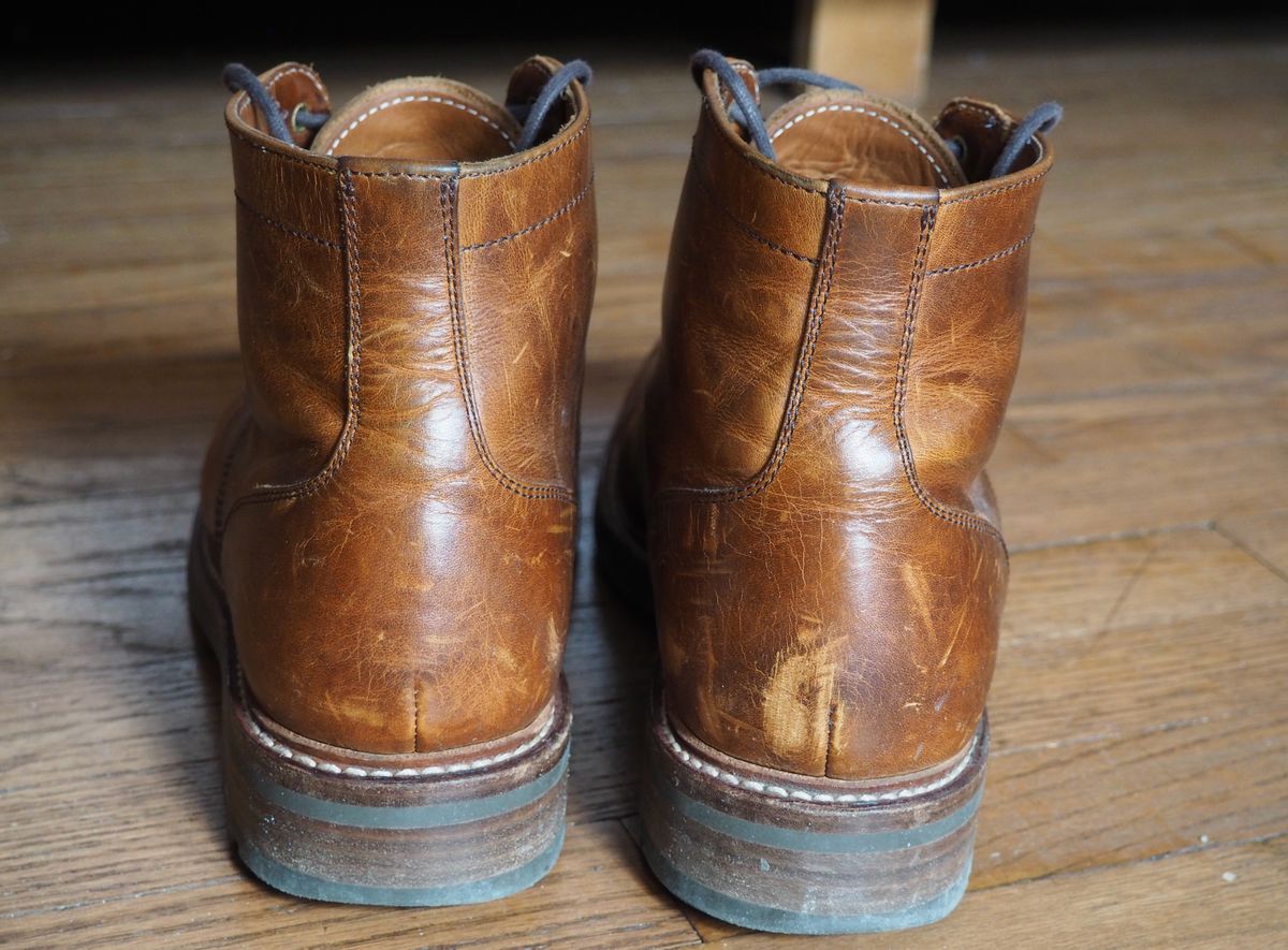 Photo by pilechko on March 11, 2026 of the Caswell Boot Company Lisbon in C.F. Stead Caramel Classic Oiled Shoulder.