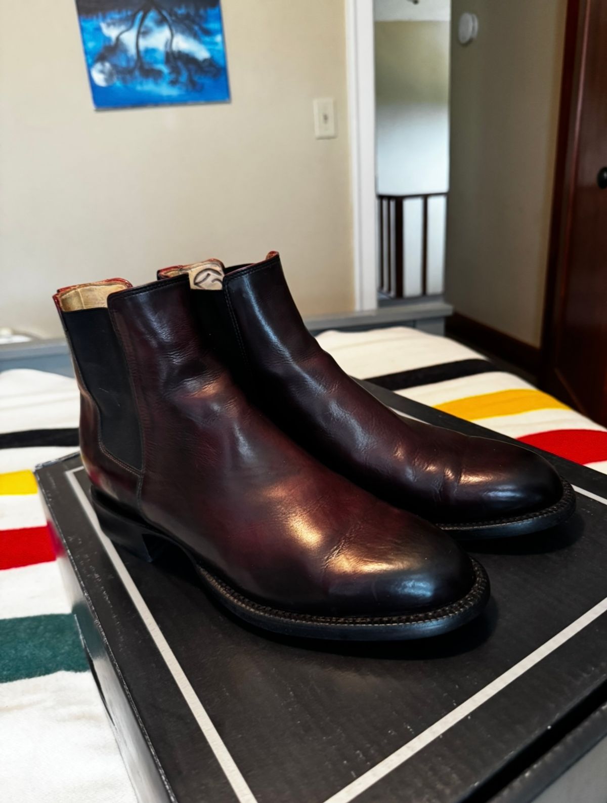 Photo by cason on July 9, 2025 of the Lucchese Grayson in Black Cherry Royal Calf.