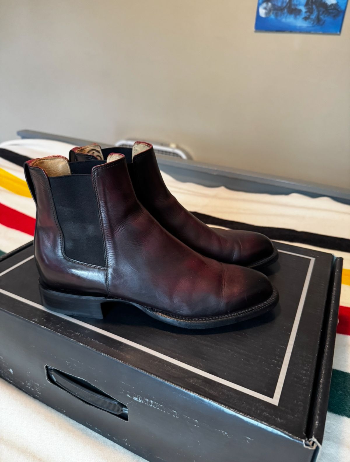 Photo by cason on July 9, 2025 of the Lucchese Grayson in Black Cherry Royal Calf.