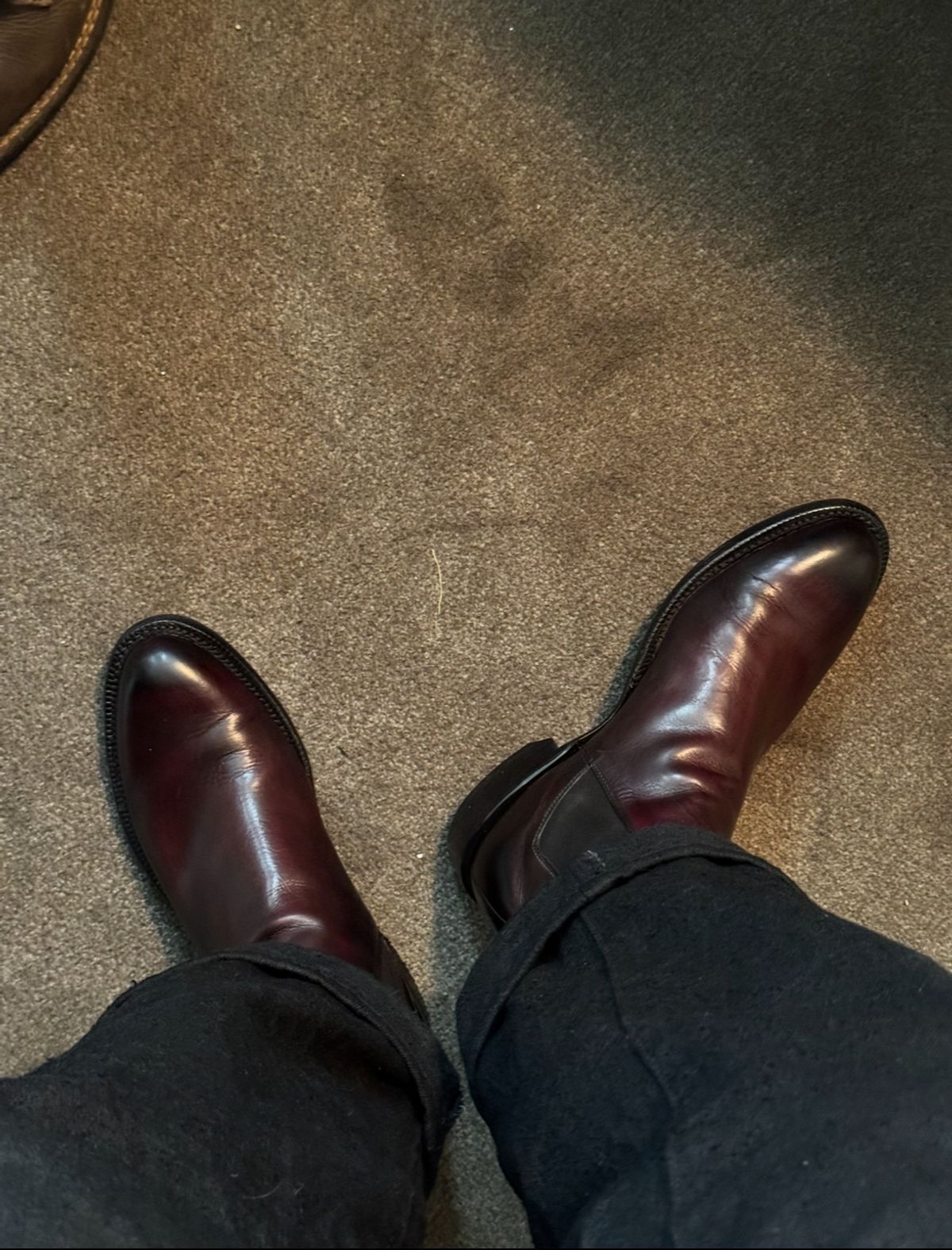 Photo by cason on July 9, 2025 of the Lucchese Grayson in Black Cherry Royal Calf.