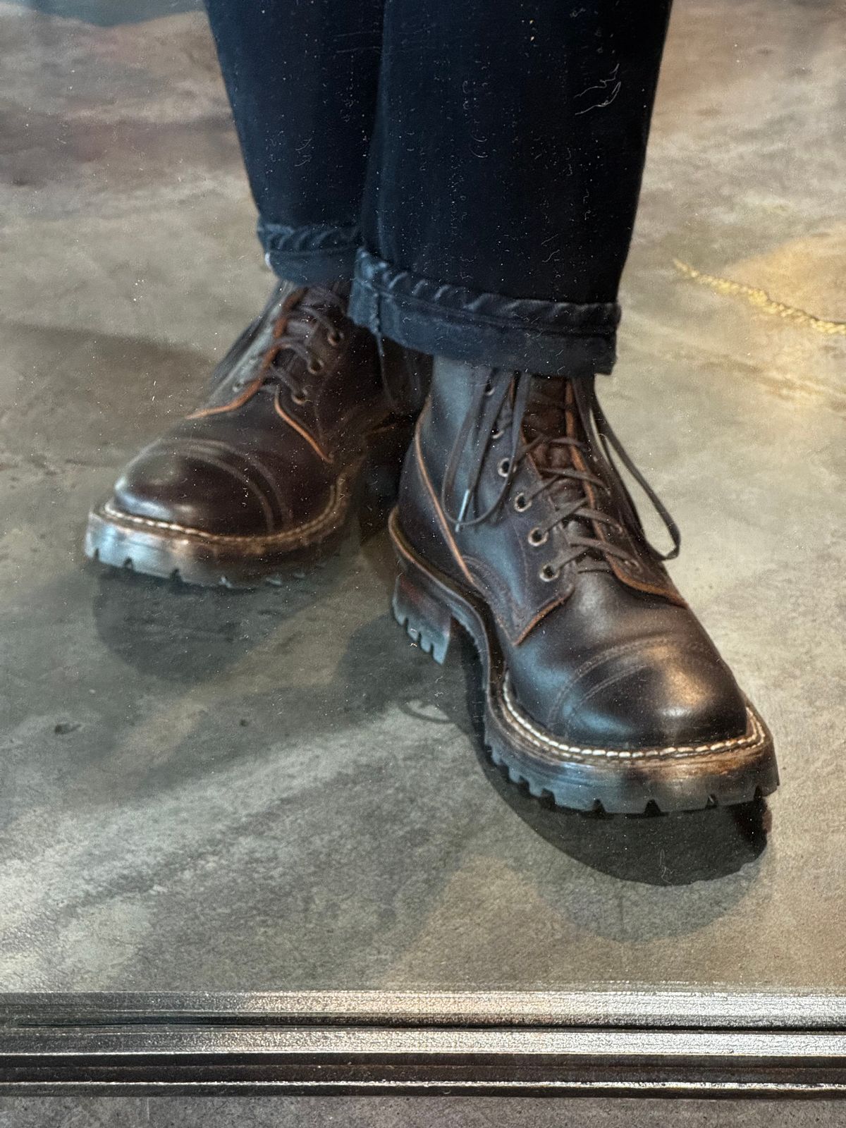 Photo by cason on August 1, 2025 of the White's Okanogan in Horween Dark Brown Waxed Flesh.