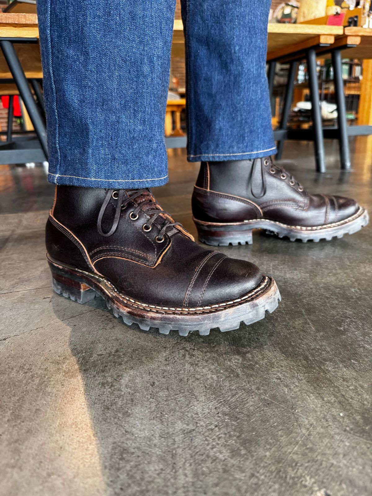 Photo by cason on August 18, 2025 of the White's Okanogan in Horween Dark Brown Waxed Flesh.