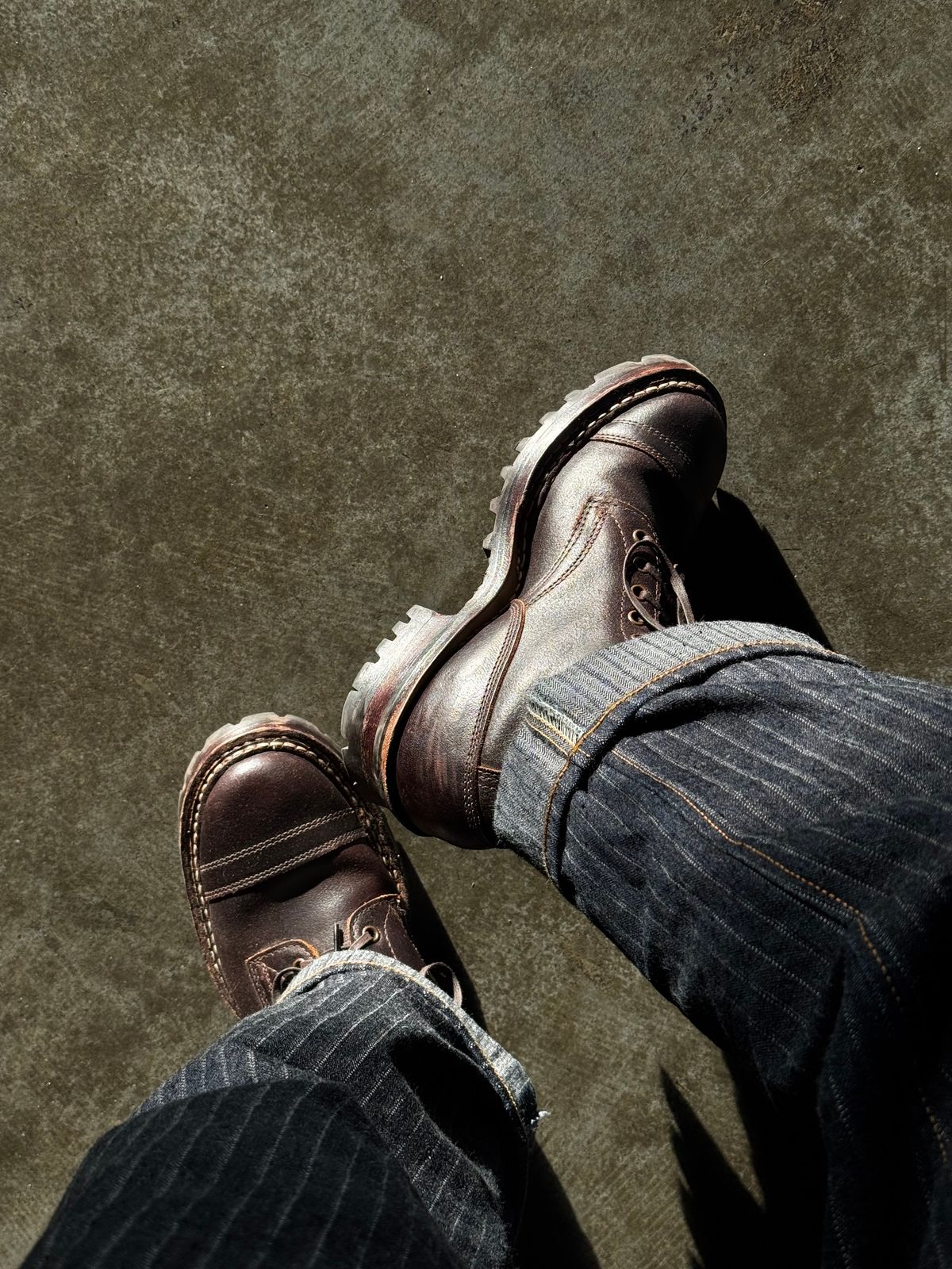 Photo by cason on July 24, 2025 of the White's Okanogan in Horween Dark Brown Waxed Flesh.
