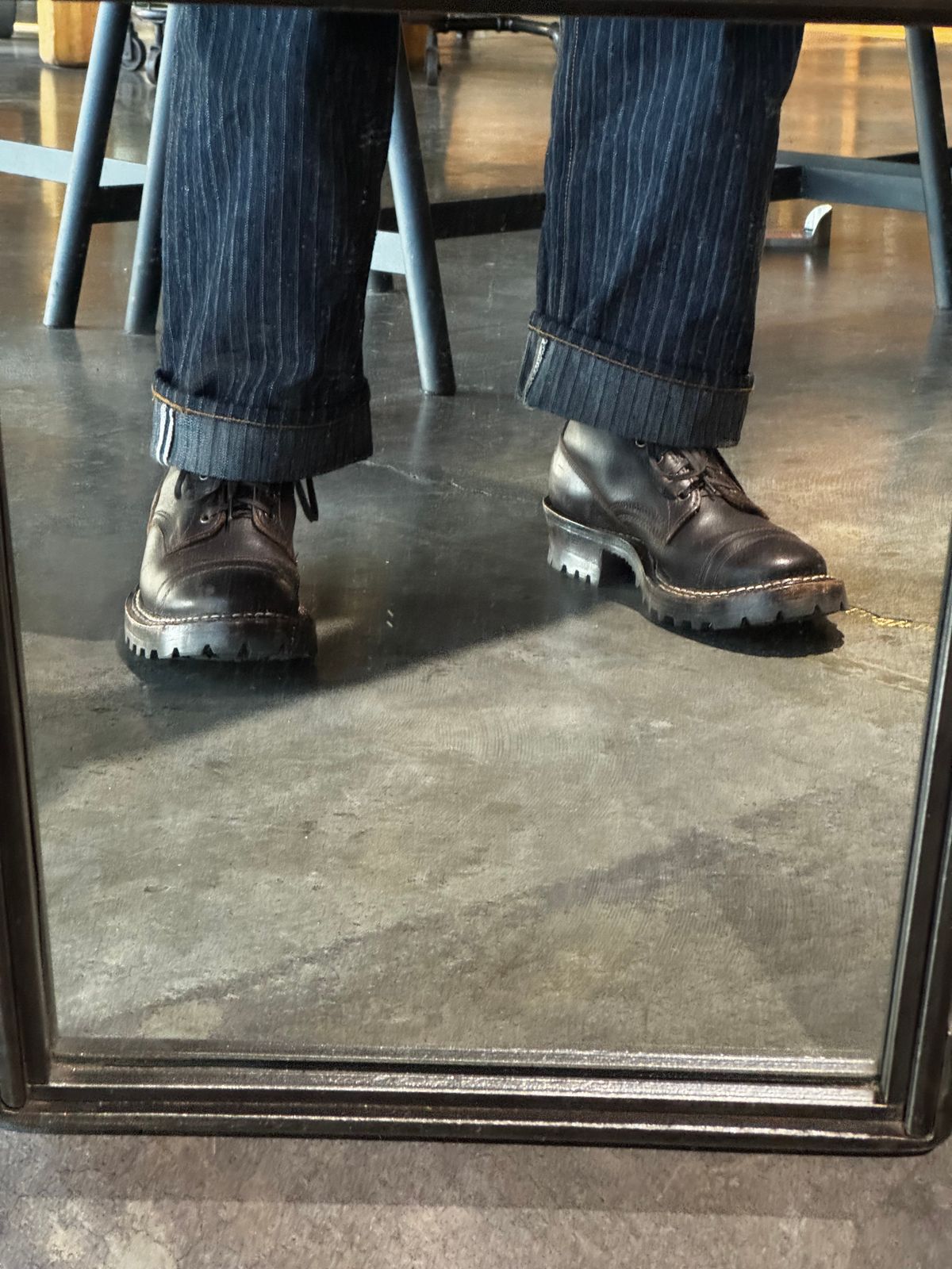 Photo by cason on July 24, 2025 of the White's Okanogan in Horween Dark Brown Waxed Flesh.
