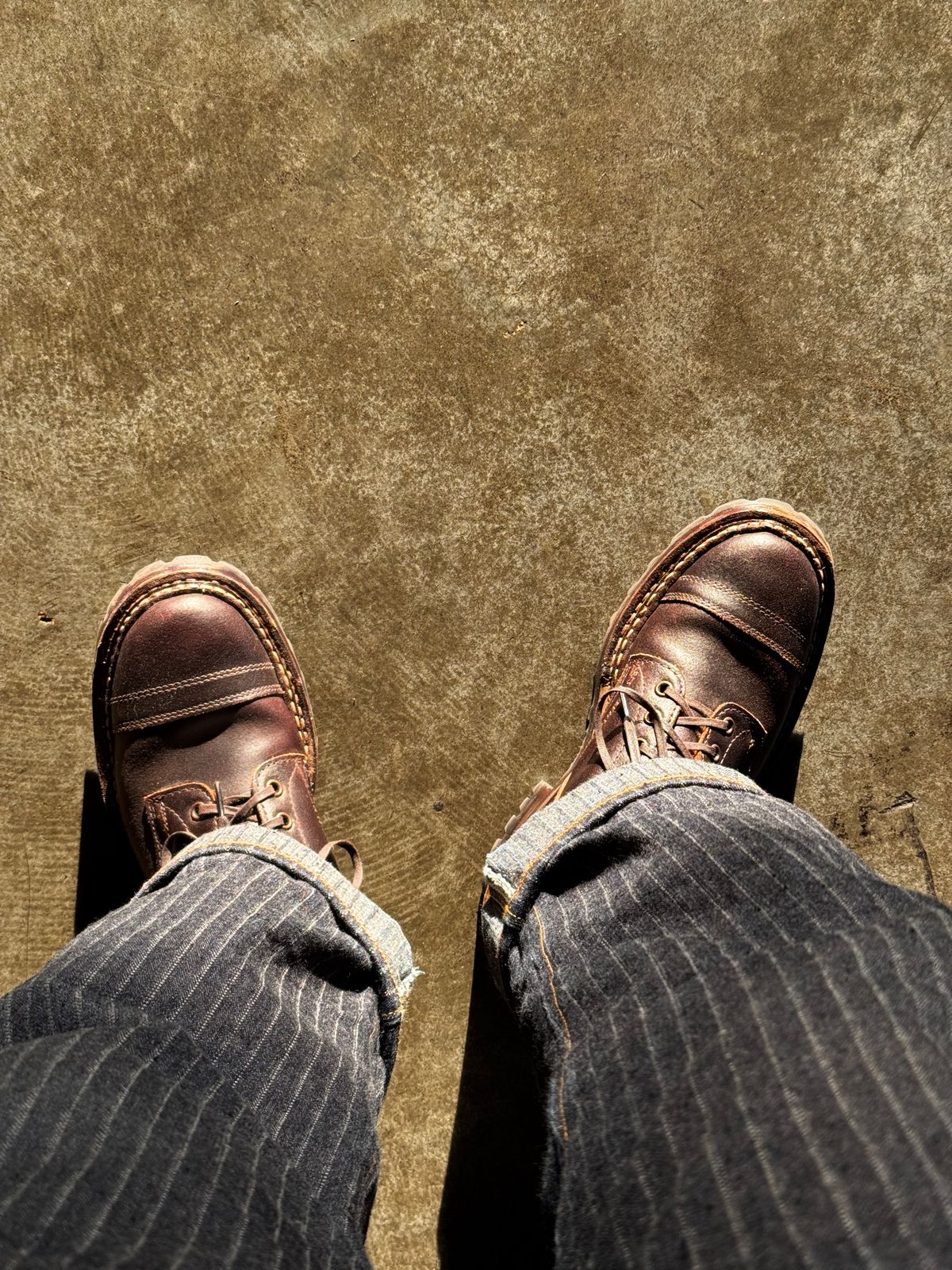 Photo by cason on July 24, 2025 of the White's Okanogan in Horween Dark Brown Waxed Flesh.