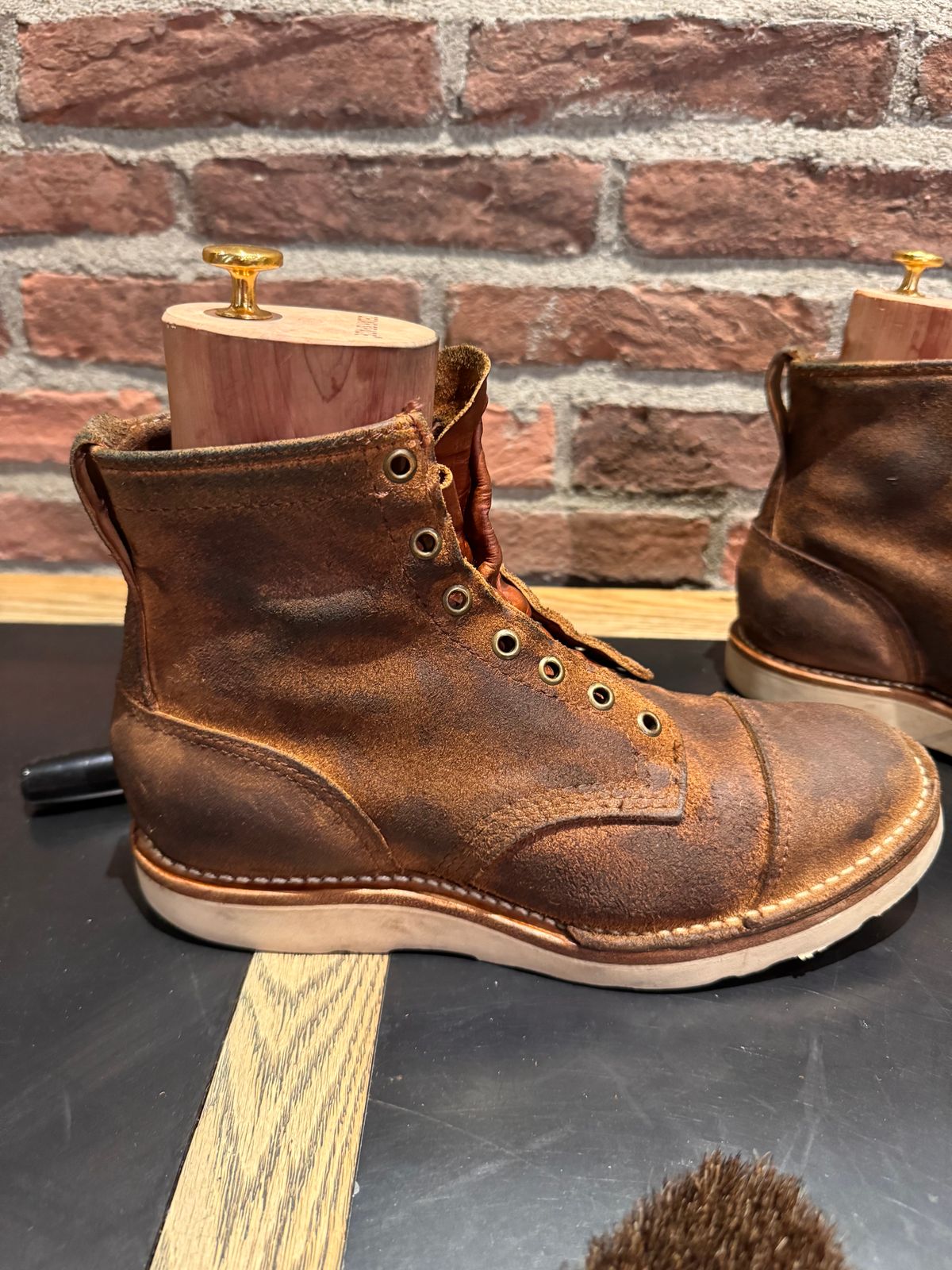 Photo by cason on January 28, 2025 of the Wesco Hendrik in Seidel British Tan Domain Roughout.