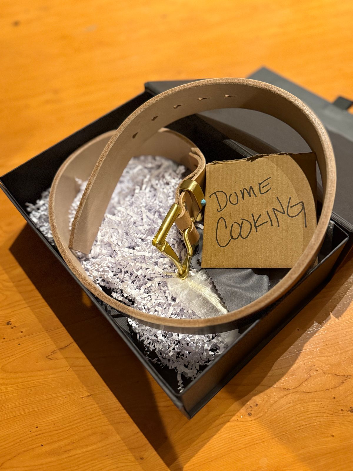 Photo by Oldskoolcowboy on November 1, 2025 of the Brass Blade Custom in J&FJ Bakers Oak Bark Bridle Butt 14oz.