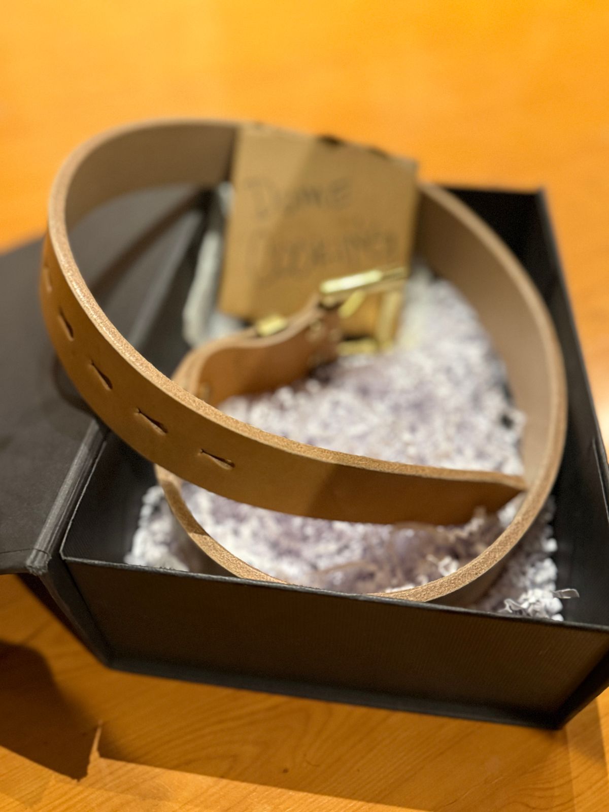 Photo by Oldskoolcowboy on November 1, 2025 of the Brass Blade Custom in J&FJ Bakers Oak Bark Bridle Butt 14oz.