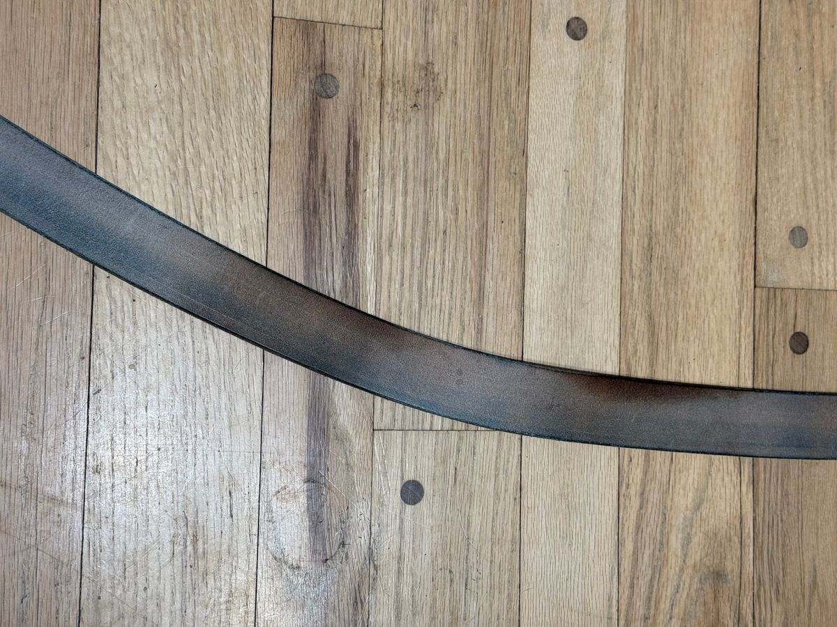 Photo by Oldskoolcowboy on April 5, 2026 of the Brass Blade Custom in J&FJ Bakers Oak Bark Bridle Butt 14oz.