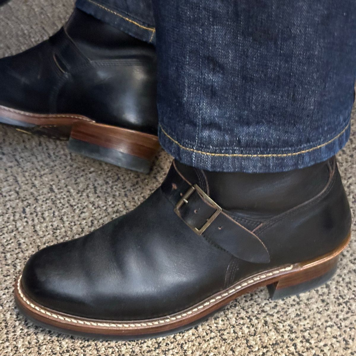 Photo by Nelot on July 30, 2024 of the John Lofgren Wabash Engineer Boots in Horween Black Chromexcel.