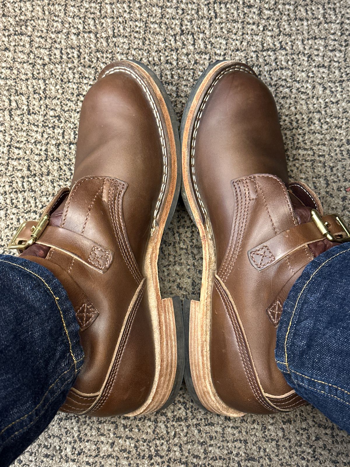 Photo by Nelot on July 23, 2024 of the Nicks Heritage TankerPro in Horween British Tan Chromexcel.