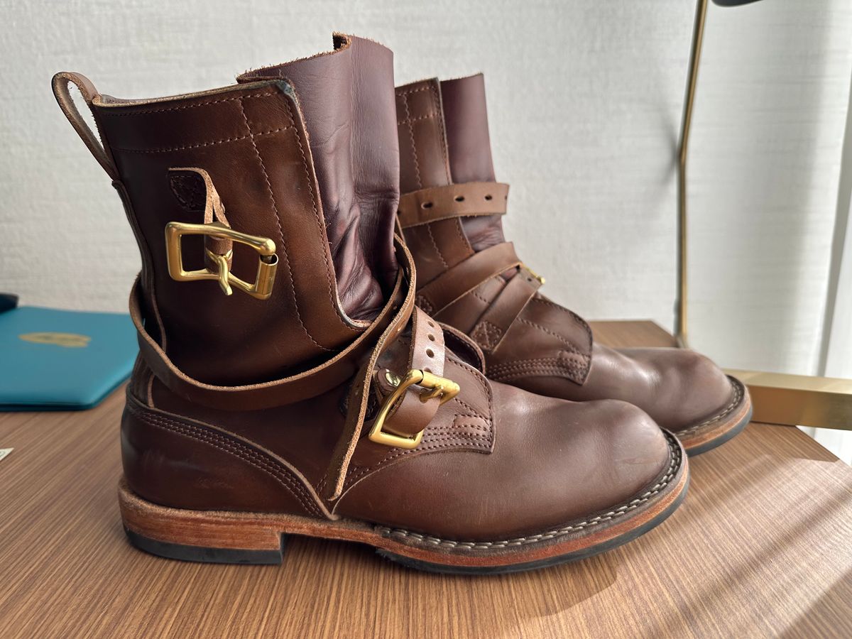 Photo by Nelot on December 8, 2024 of the Nicks Heritage TankerPro in Horween British Tan Chromexcel.