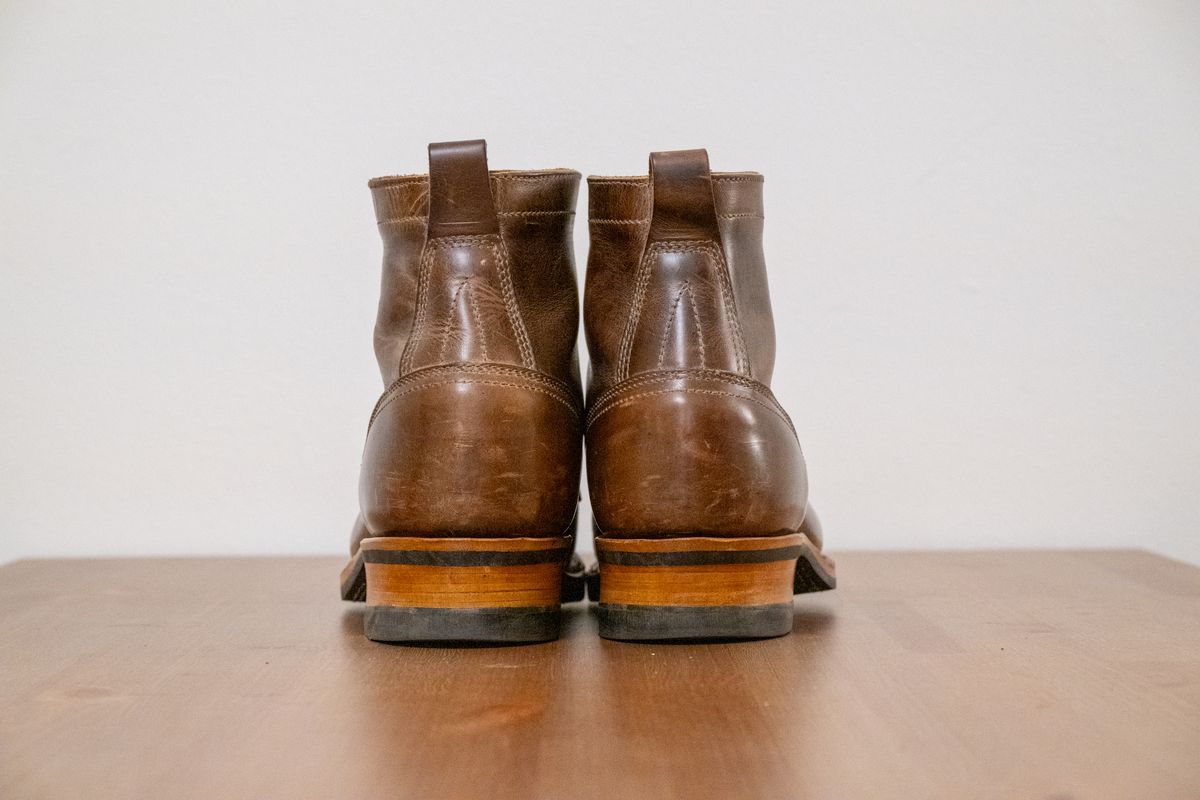 Photo by AR on November 1, 2024 of the Drew's Boots 6" Contractor Captoe in Rowdy Smooth.
