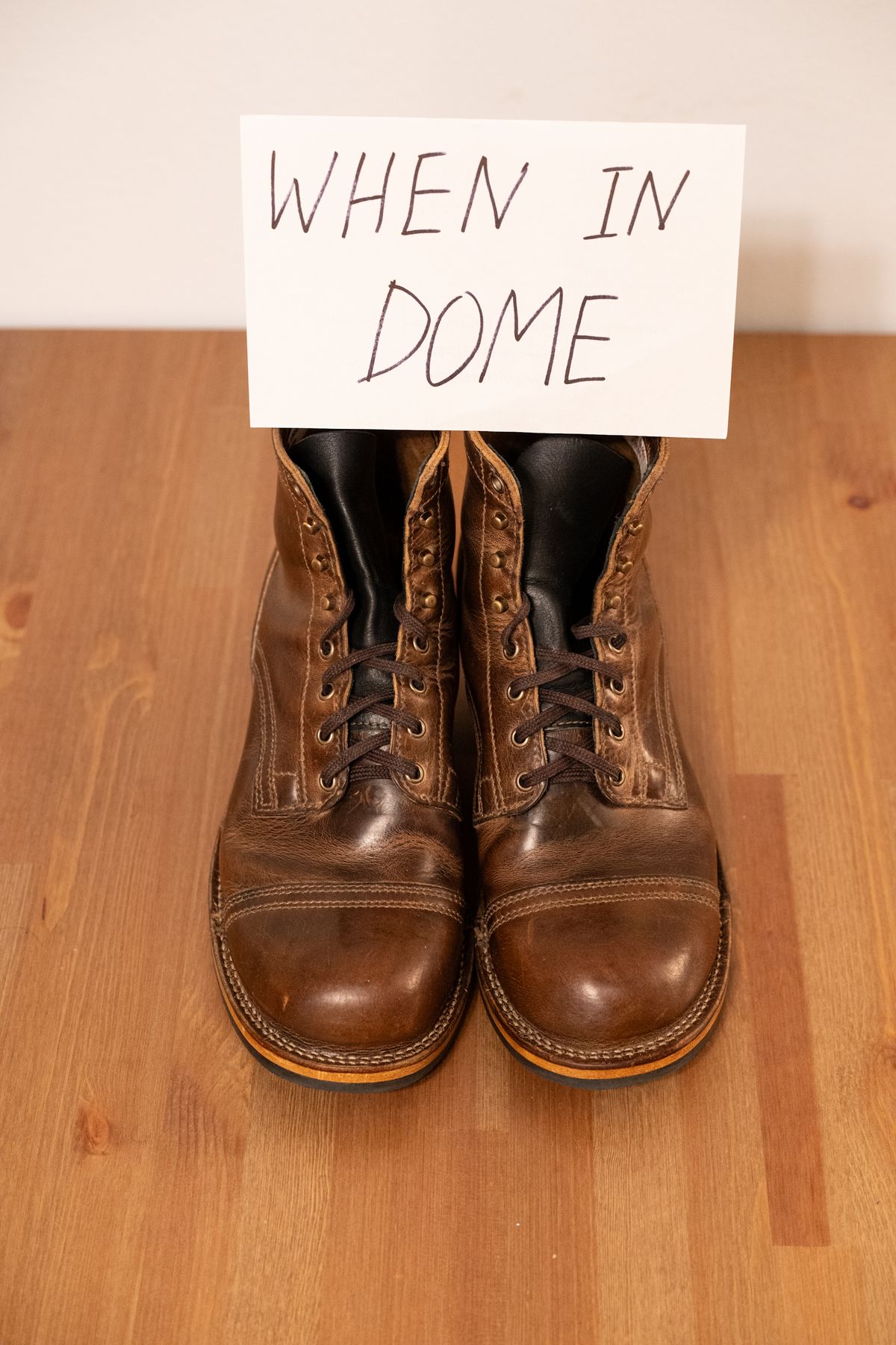 Photo by AR on November 1, 2024 of the Drew's Boots 6" Contractor Captoe in Rowdy Smooth.