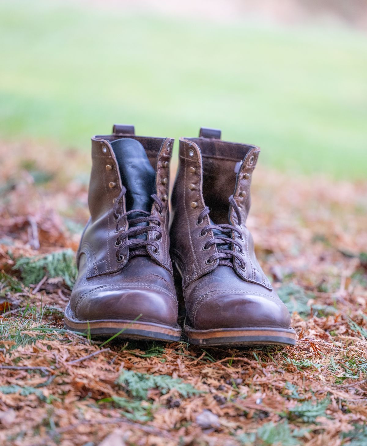 Photo by AR on December 10, 2024 of the Drew's Boots 6" Contractor Captoe in Rowdy Smooth.
