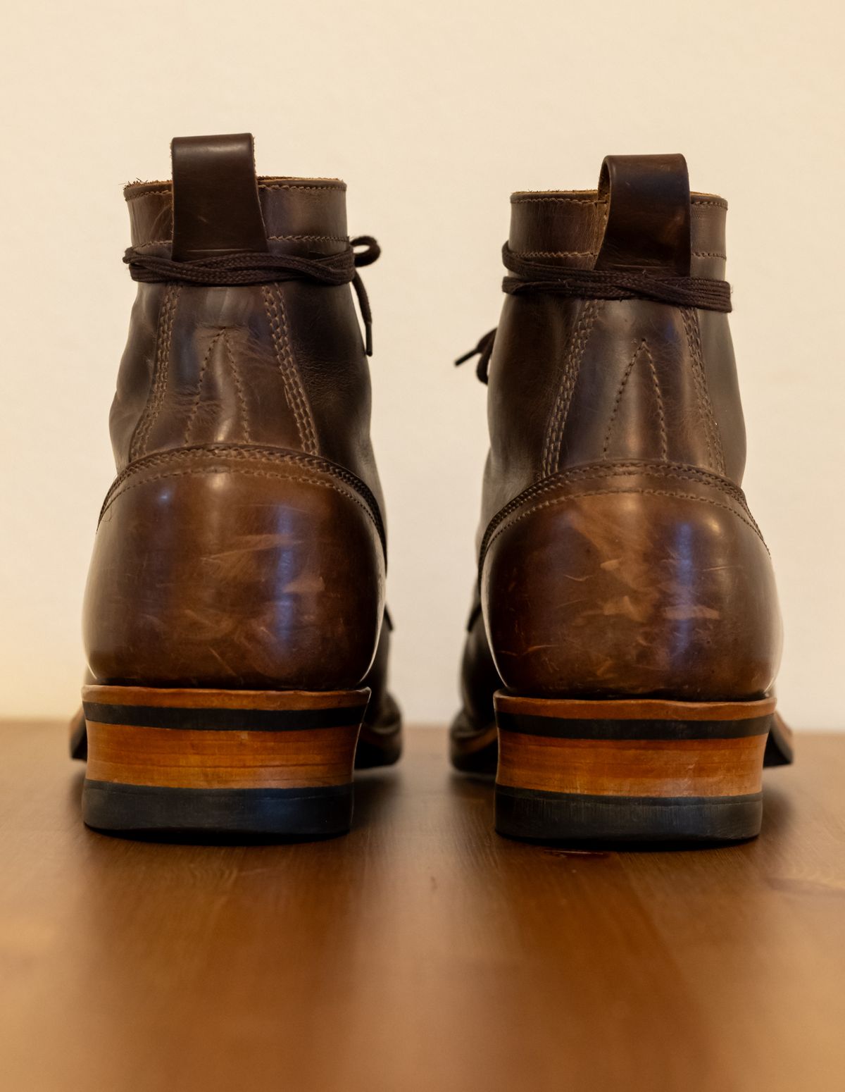 Photo by AR on March 2, 2025 of the Drew's Boots 6" Contractor Captoe in Rowdy Smooth.