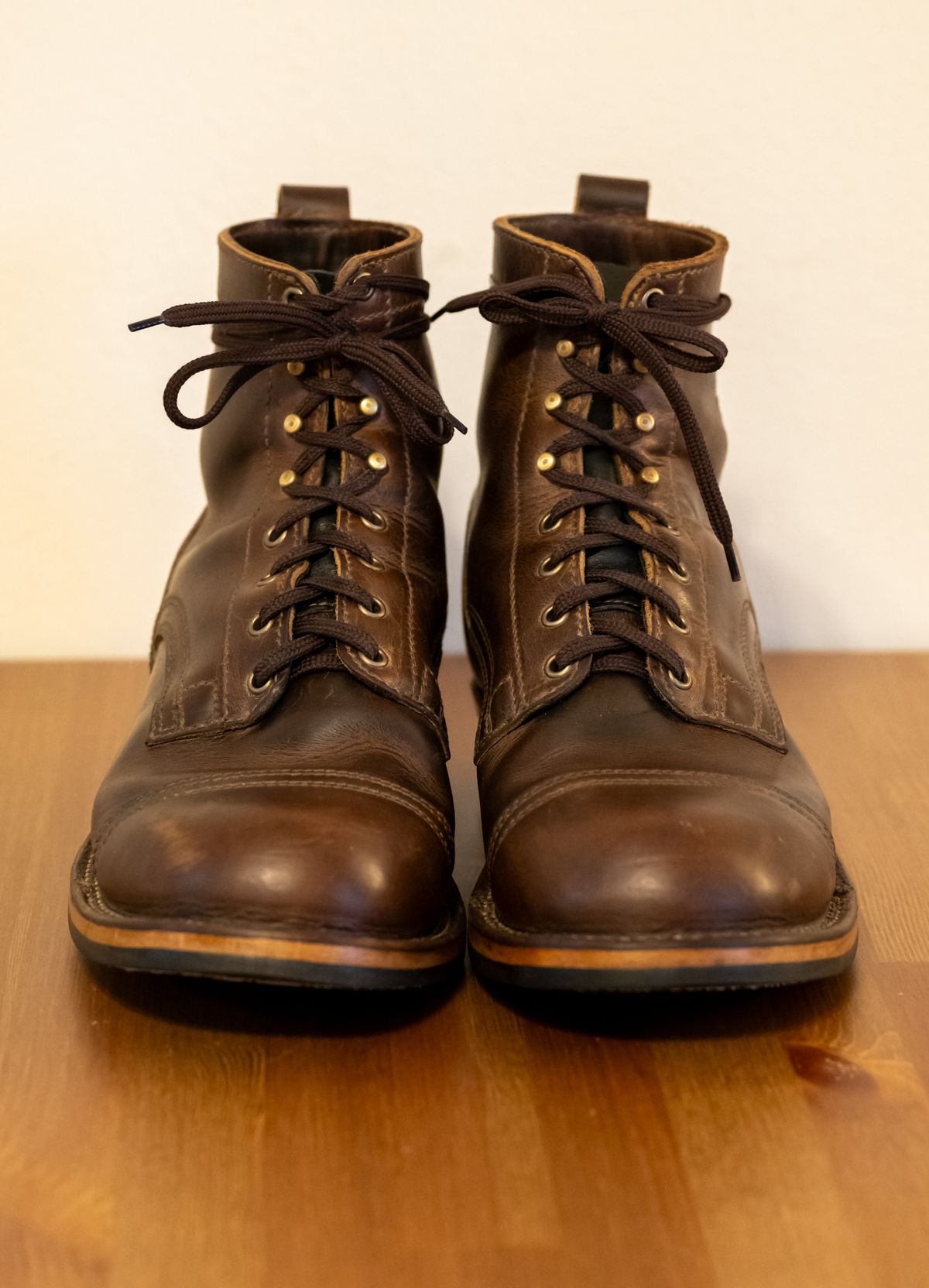 Photo by AR on March 2, 2025 of the Drew's Boots 6" Contractor Captoe in Rowdy Smooth.