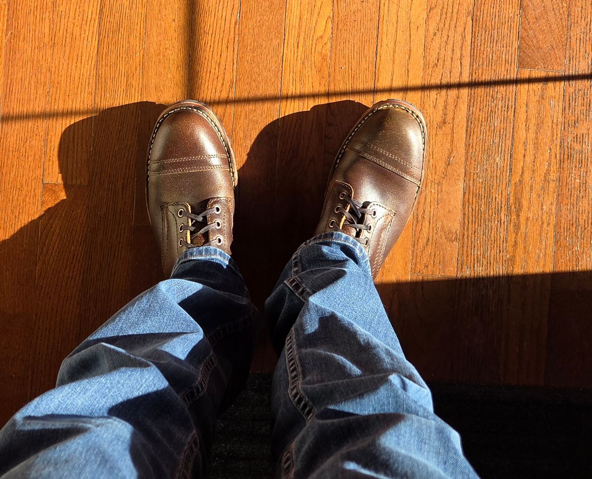 Photo by Tannery99 on April 11, 2026 of the White's CMP Sherman in Horween Cinnamon Waxed Flesh.