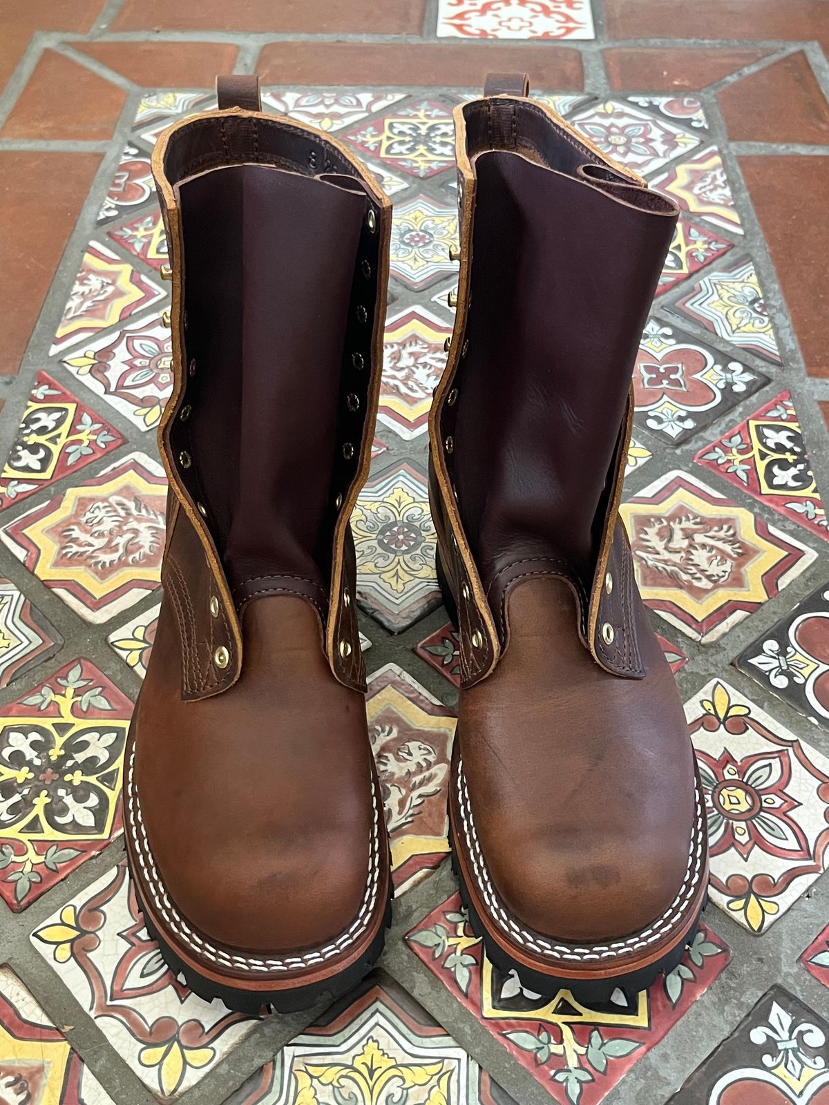 Photo by Rock.Stompin on September 2, 2025 of the Nicks BuilderPro in Horween Orange Predator.