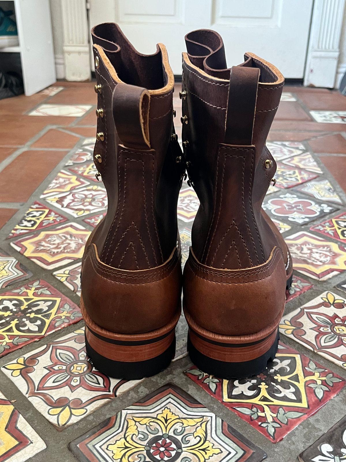 Photo by Rock.Stompin on September 2, 2025 of the Nicks BuilderPro in Horween Orange Predator.