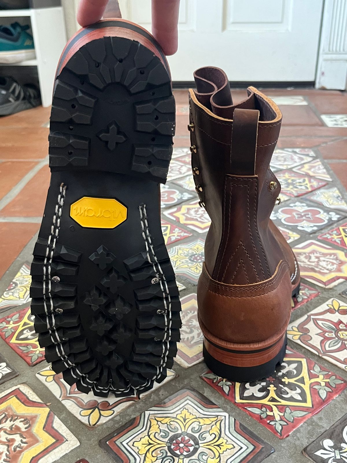 Photo by Rock.Stompin on September 2, 2025 of the Nicks BuilderPro in Horween Orange Predator.