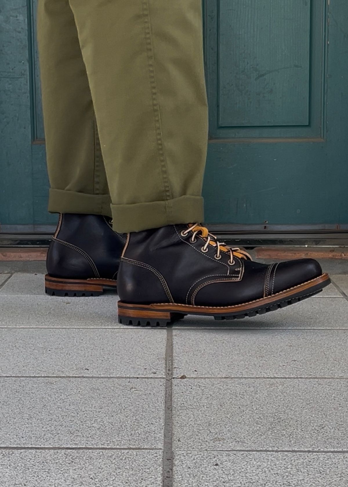 Photo by Rock.Stompin on May 27, 2025 of the Truman Cap Toe Boot in Truman / Black Cypress Teacore.