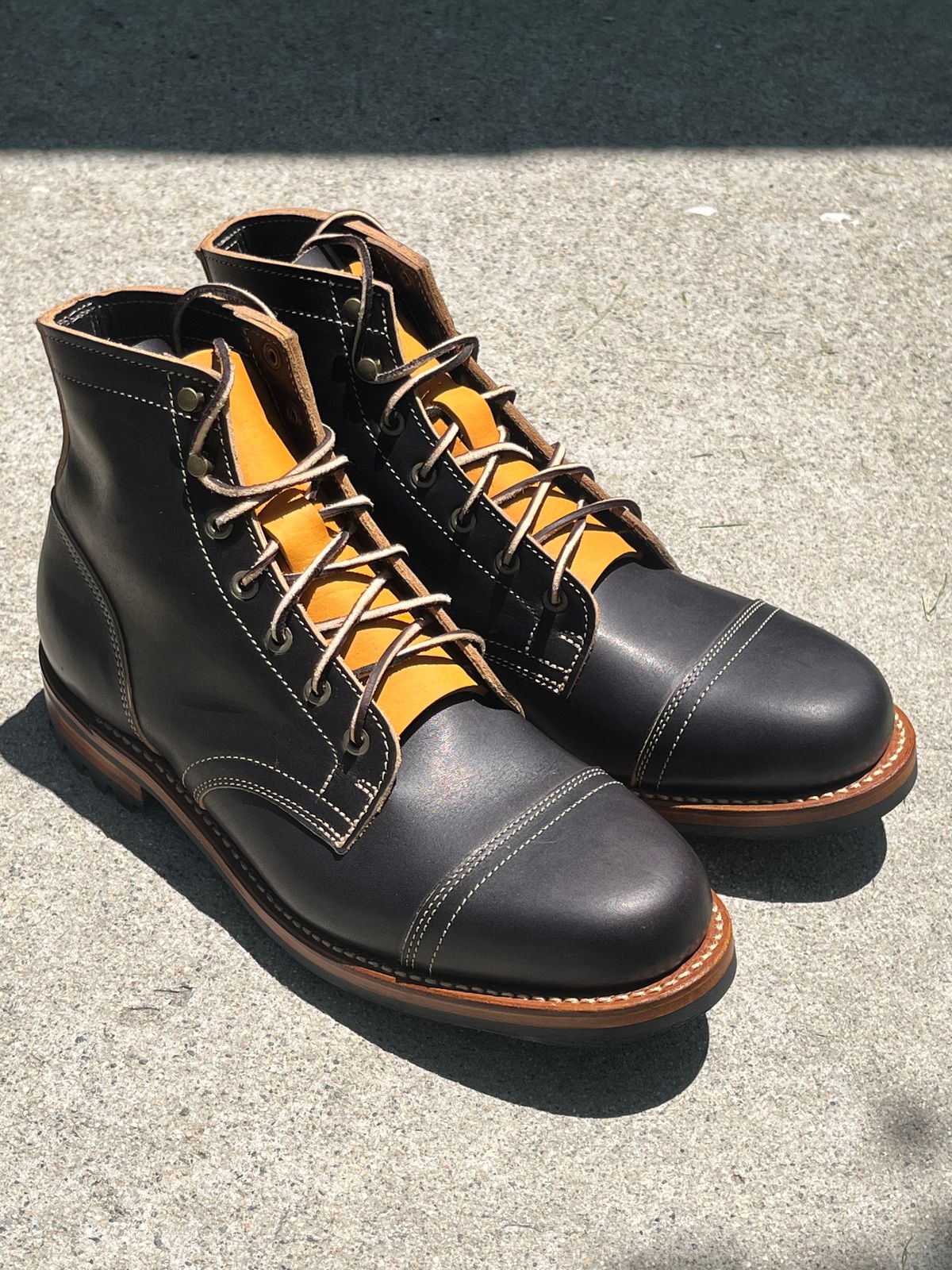 Photo by Rock.Stompin on May 27, 2025 of the Truman Cap Toe Boot in Truman / Black Cypress Teacore.