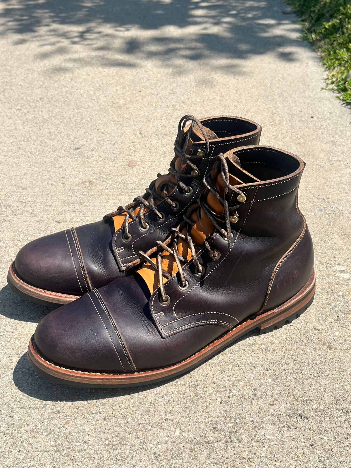 Photo by Rock.Stompin on July 13, 2025 of the Truman Cap Toe Boot in Truman / Black Cypress Teacore.