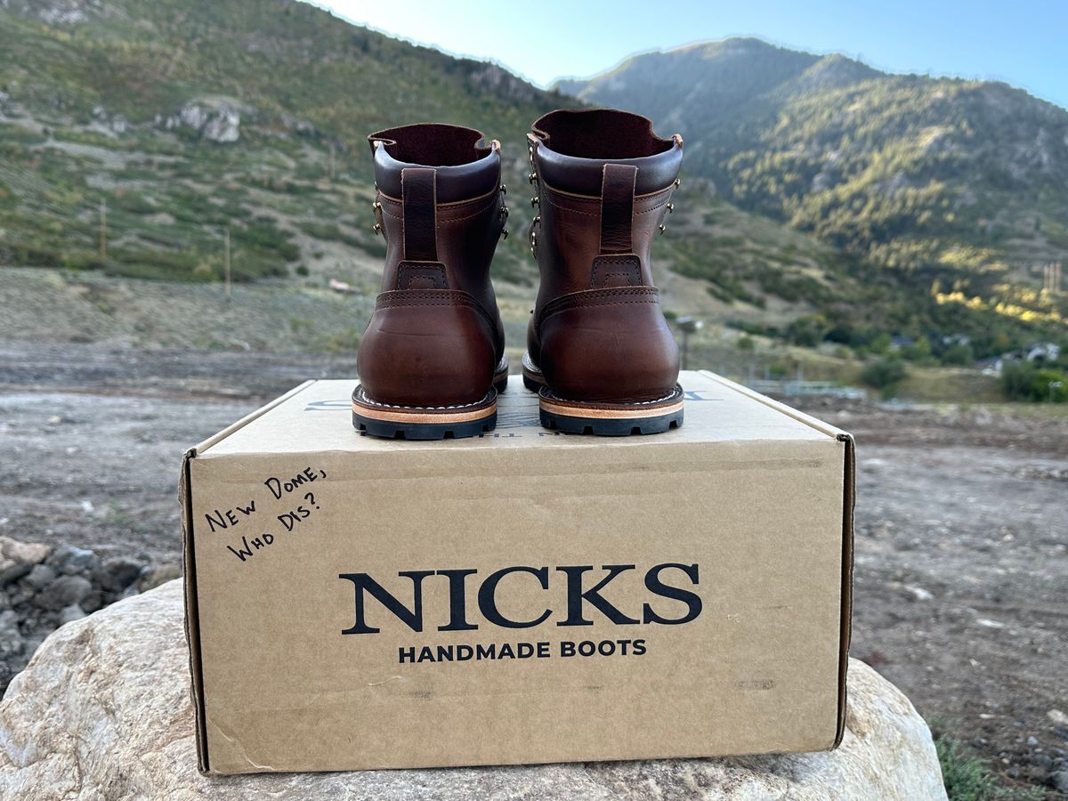 Photo by barefoot_boots on October 1, 2025 of the Nicks Ridgeline Hiking Boot in Horween Orange Predator.