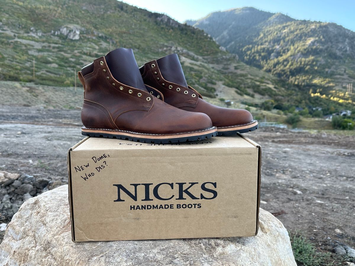 Photo by barefoot_boots on October 1, 2025 of the Nicks Ridgeline Hiking Boot in Horween Orange Predator.