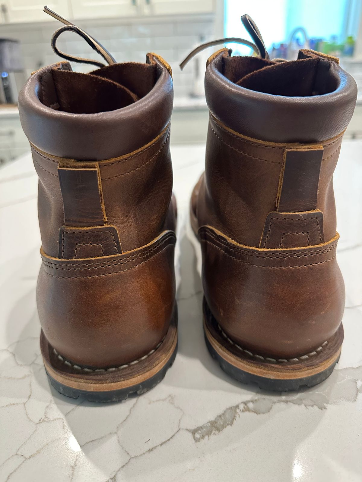Photo by barefoot_boots on November 2, 2025 of the Nicks Ridgeline Hiking Boot in Horween Orange Predator.