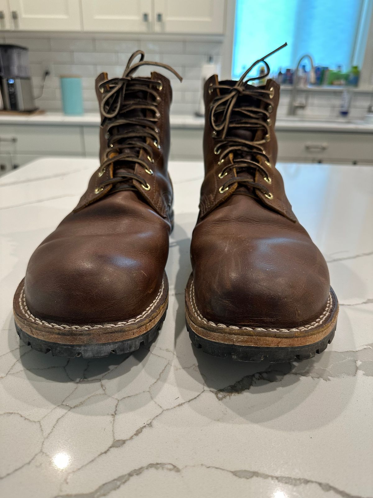 Photo by barefoot_boots on November 2, 2025 of the Nicks Ridgeline Hiking Boot in Horween Orange Predator.