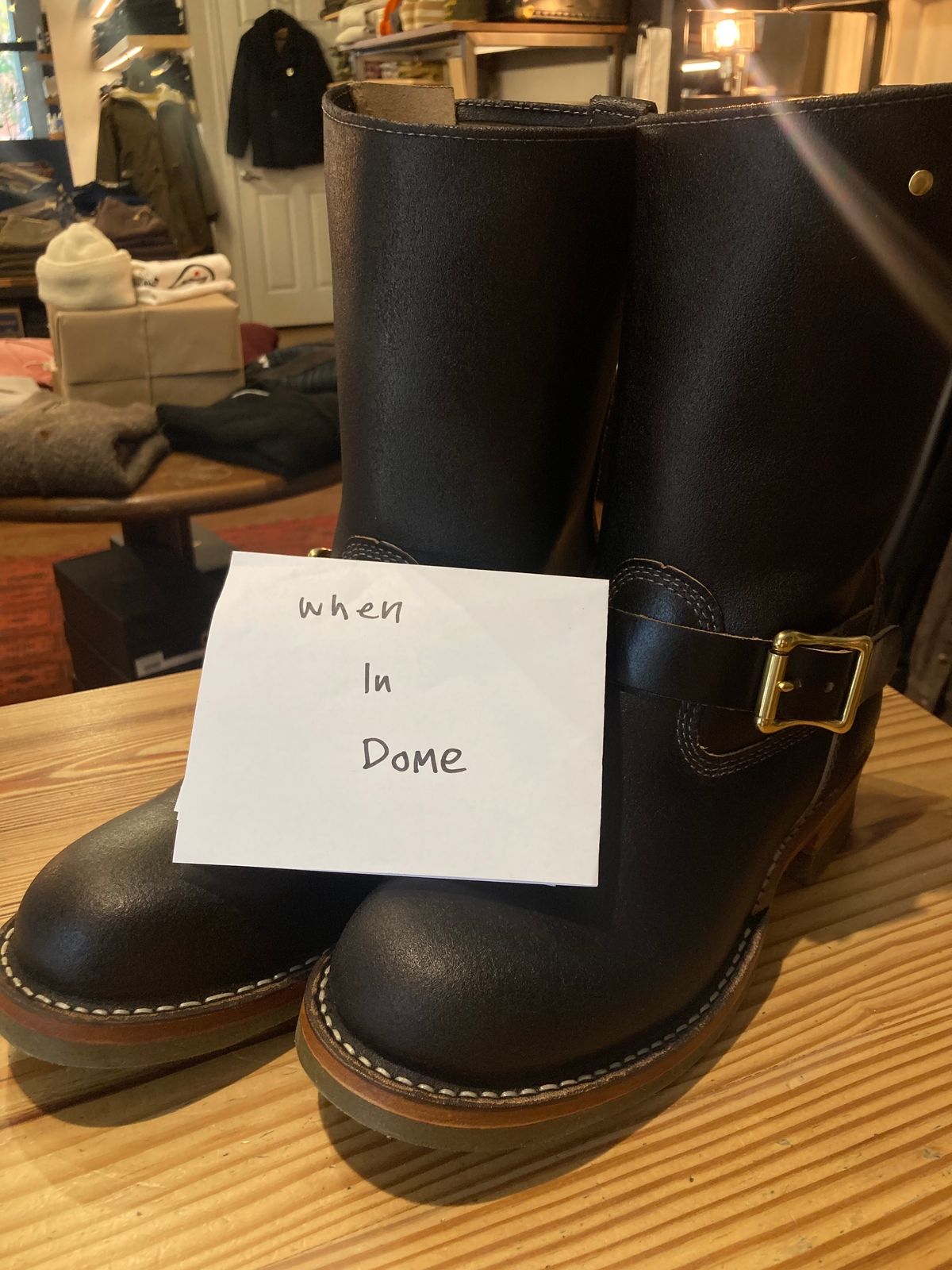 Photo by gumbyfitz on November 1, 2024 of the White's Nomad Engineer Boots in Horween Black Waxed Flesh.