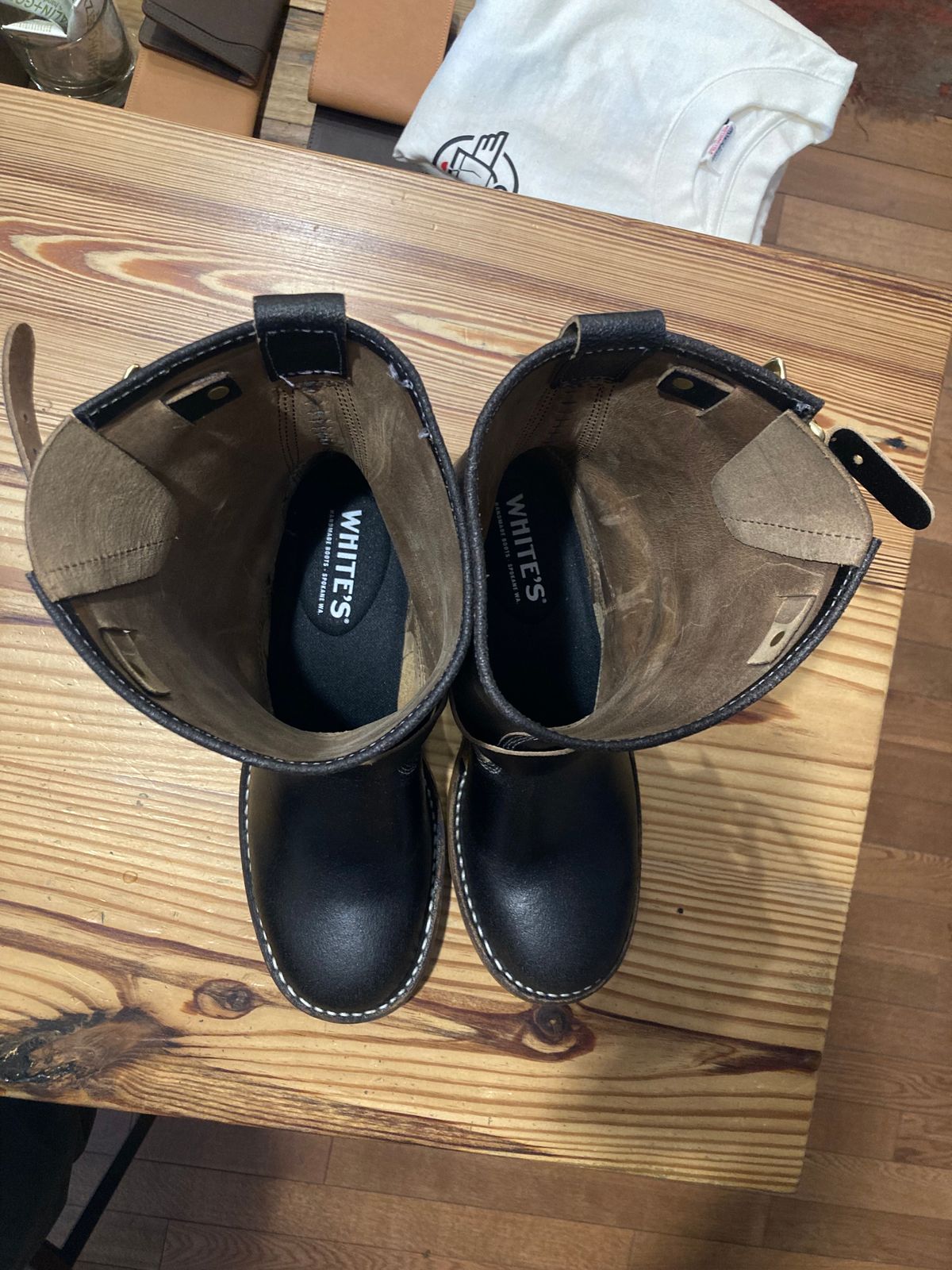 Photo by gumbyfitz on November 1, 2024 of the White's Nomad Engineer Boots in Horween Black Waxed Flesh.