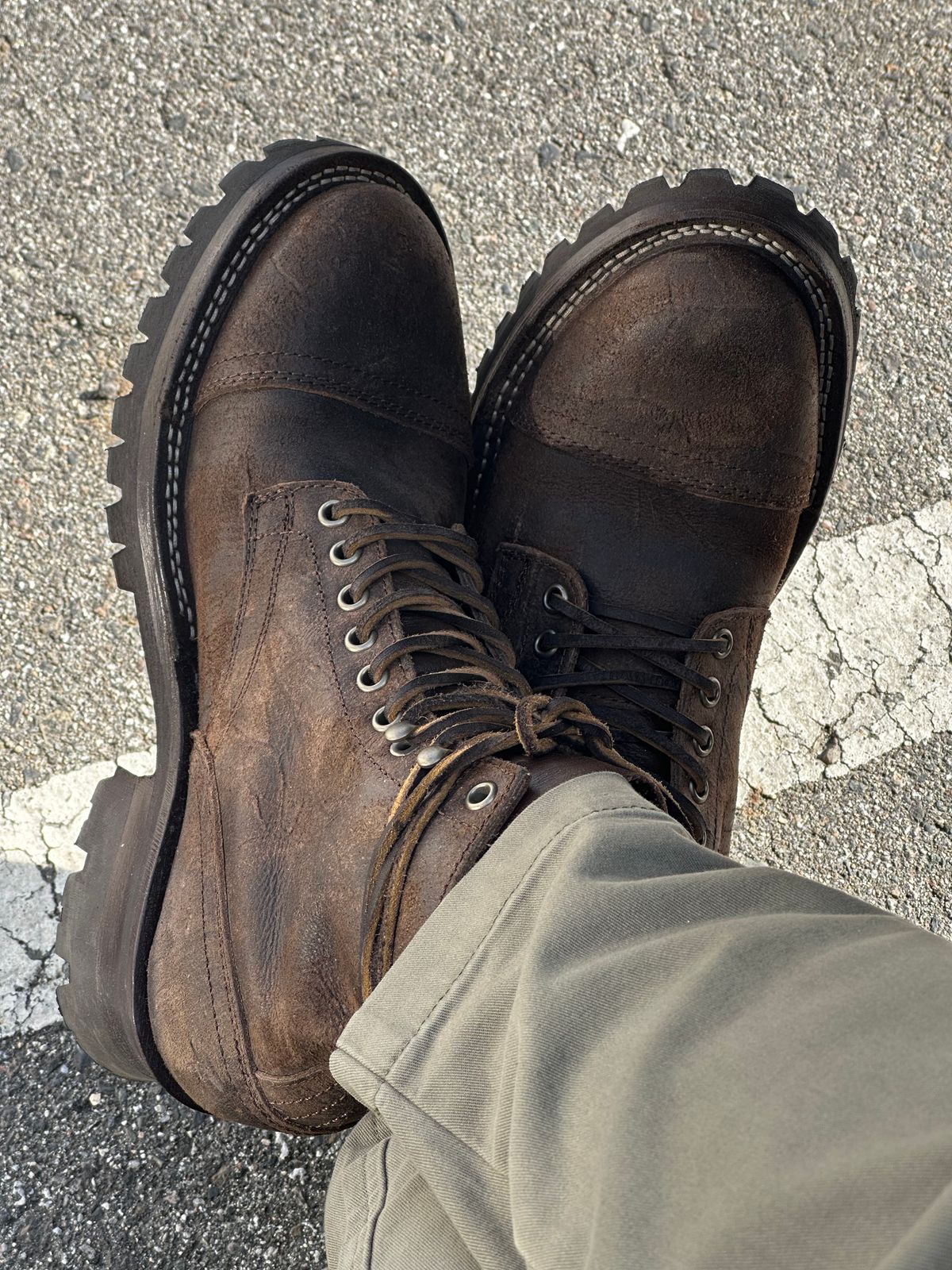 Photo by XanderMilo on July 3, 2025 of the Thursday Boot Company Challenger in C.F. Stead Stone Rambler.