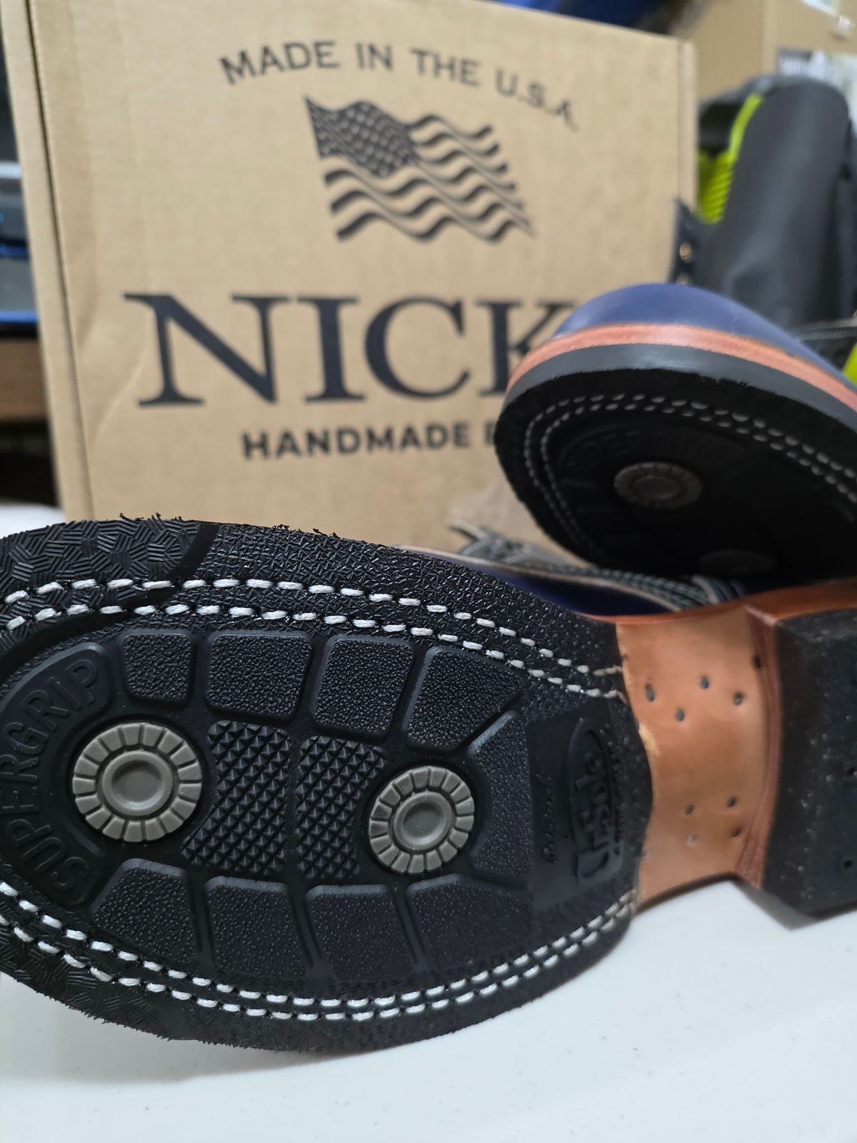 Photo by Dethios on January 3, 2026 of the Nicks Lace Up Heritage in Wickett & Craig Slate Double Stuffed & Wickett & Craig Cobalt Double Stuffed.