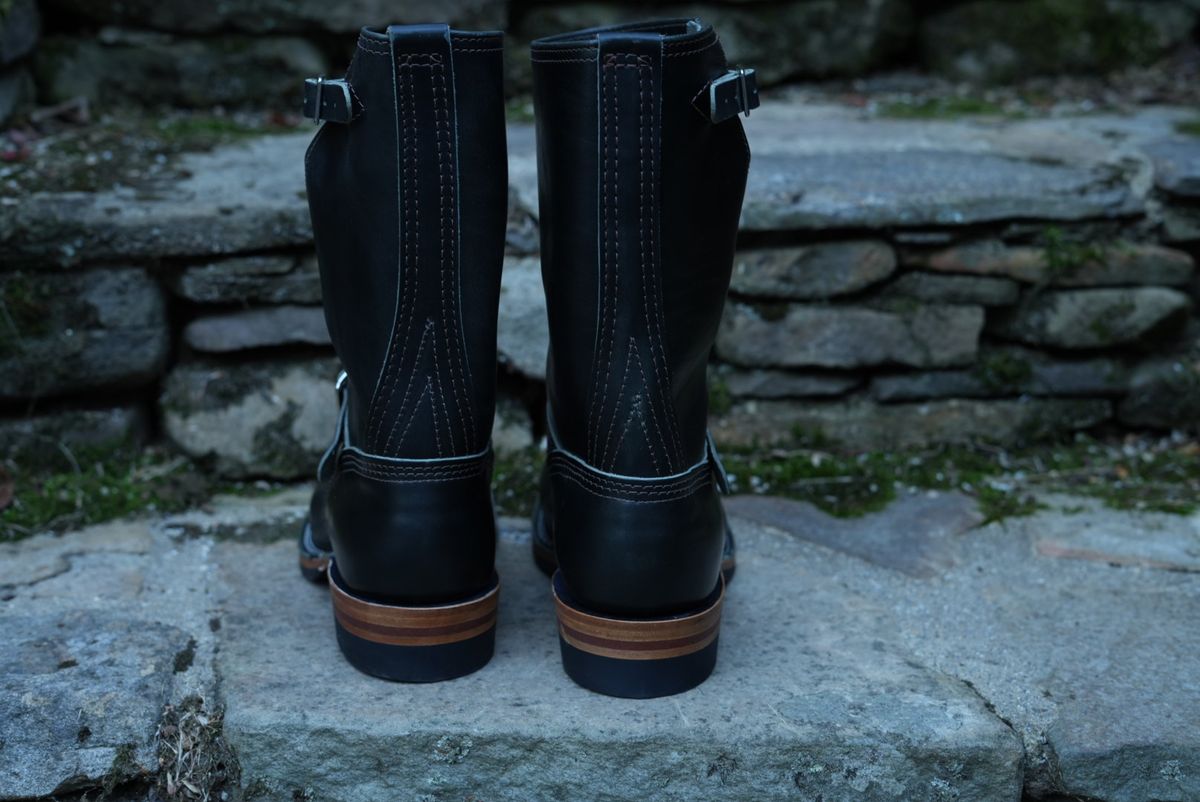 Photo by The_Heel_Deal on October 1, 2025 of the Wesco Mister Lou in Maryam Petrolio Waxed Black Horsehide.