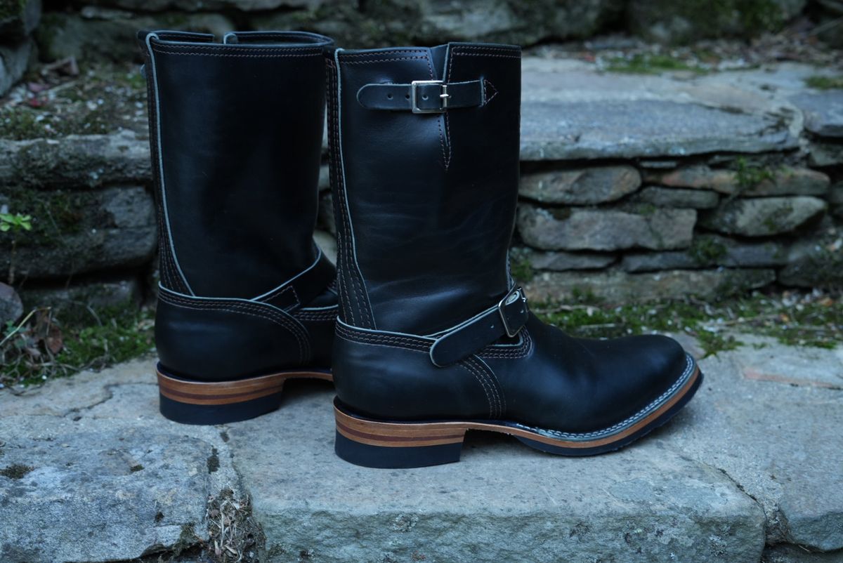 Photo by The_Heel_Deal on October 1, 2025 of the Wesco Mister Lou in Maryam Petrolio Waxed Black Horsehide.