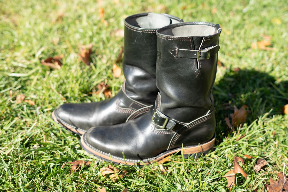 Photo by The_Heel_Deal on November 3, 2025 of the Wesco Mister Lou in Maryam Petrolio Waxed Black Horsehide.