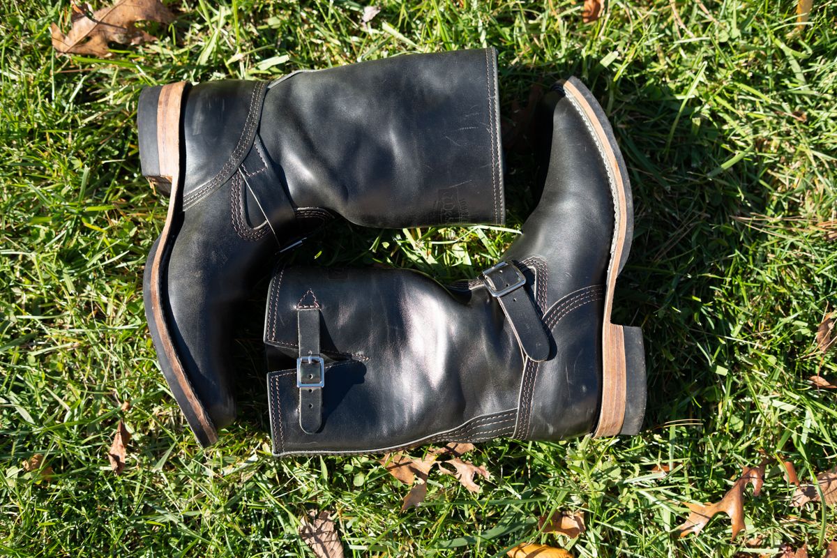 Photo by The_Heel_Deal on November 3, 2025 of the Wesco Mister Lou in Maryam Petrolio Waxed Black Horsehide.