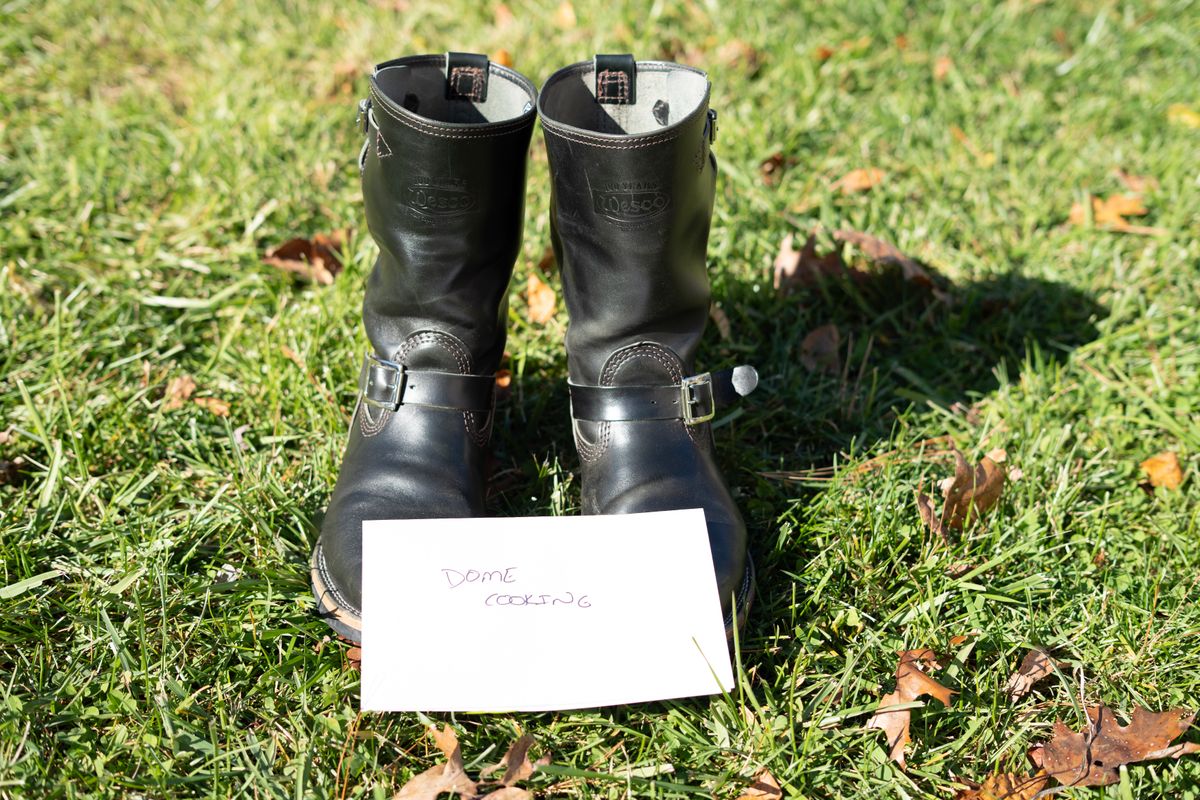 Photo by The_Heel_Deal on November 3, 2025 of the Wesco Mister Lou in Maryam Petrolio Waxed Black Horsehide.