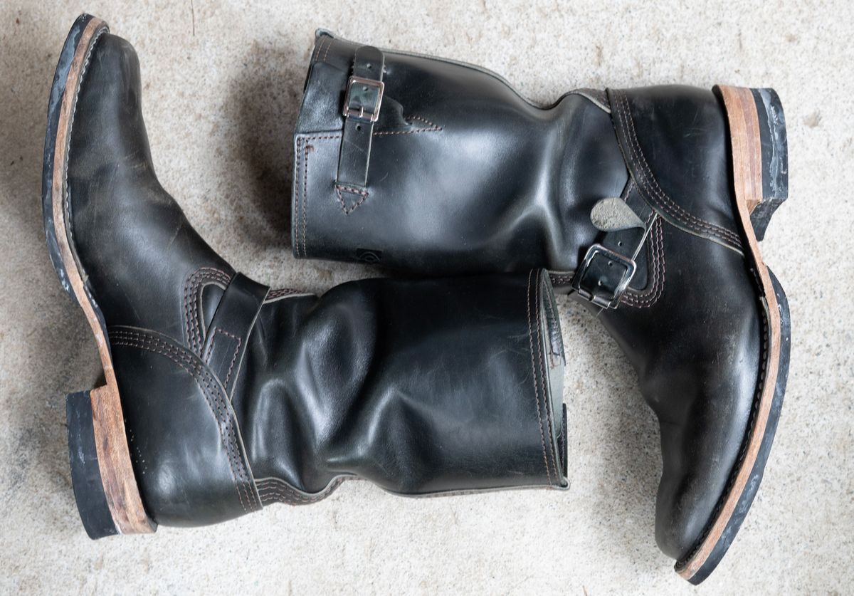 Photo by The_Heel_Deal on January 5, 2026 of the Wesco Mister Lou in Maryam Petrolio Waxed Black Horsehide.