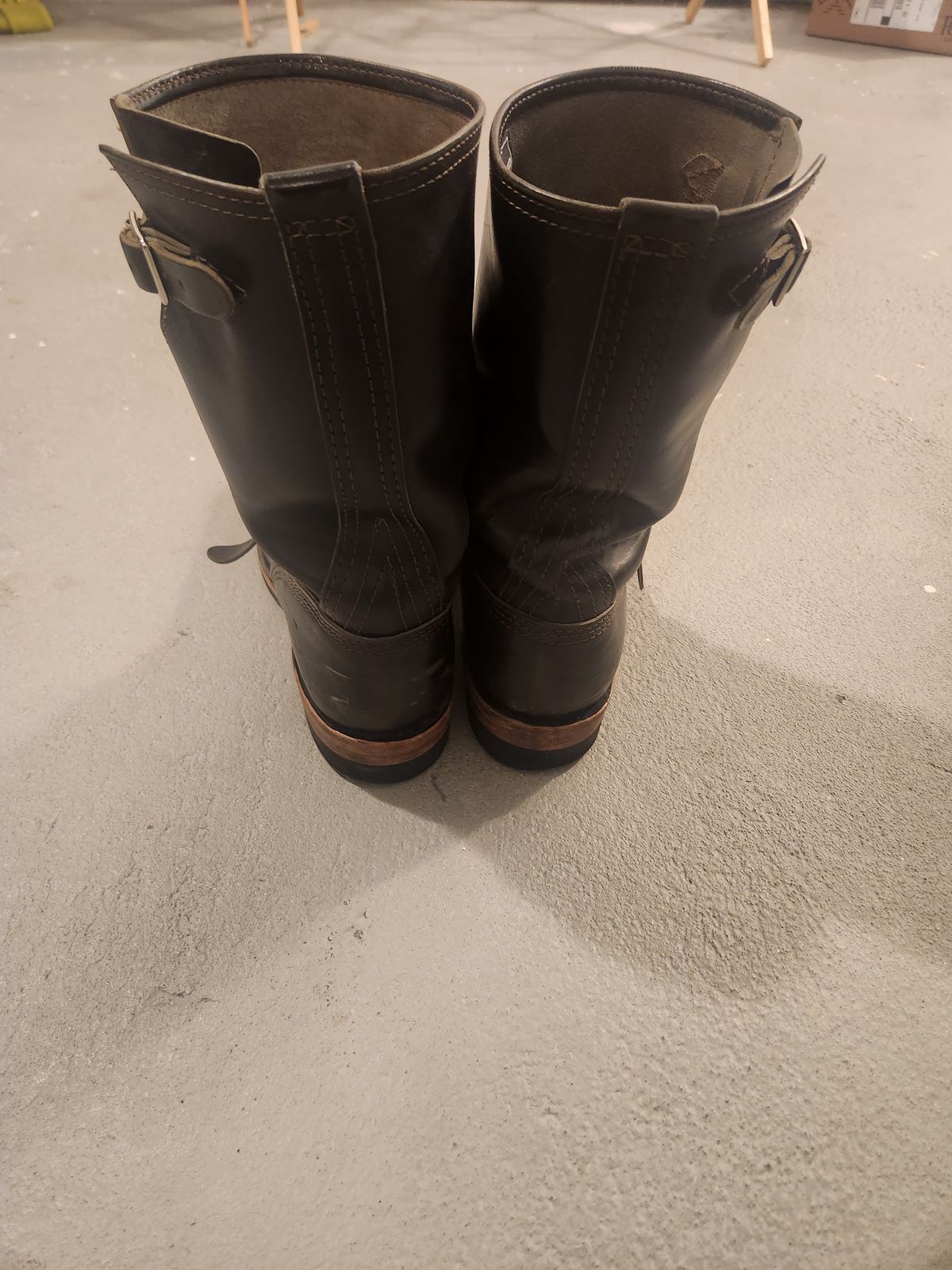 Photo by The_Heel_Deal on March 5, 2026 of the Wesco Mister Lou in Maryam Petrolio Waxed Black Horsehide.