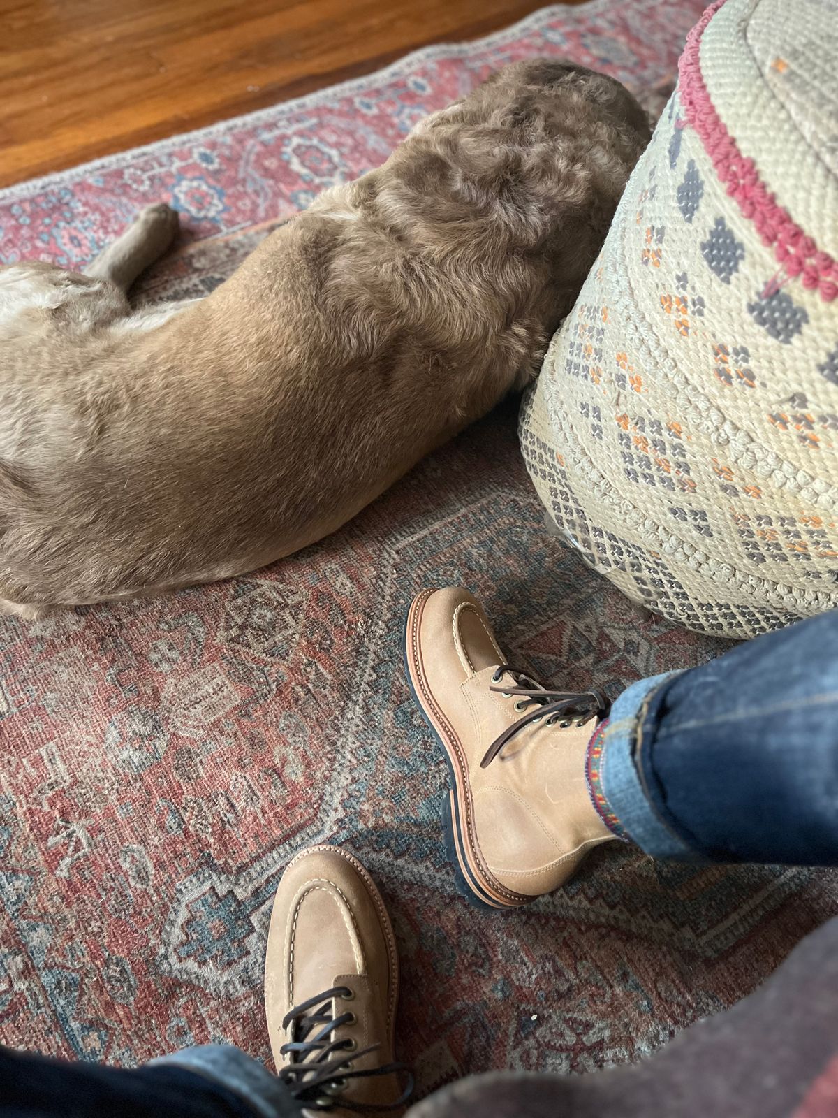 Photo by RgrDJ73 on March 25, 2026 of the Grant Stone Brass Boot in C.F. Stead Natural Waxy Commander Suede.