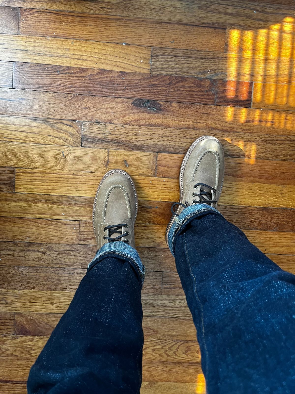 Photo by RgrDJ73 on March 25, 2026 of the Grant Stone Brass Boot in C.F. Stead Natural Waxy Commander Suede.