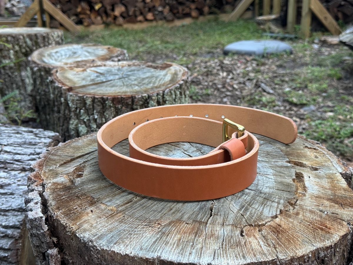 Photo by jehuggins473 on October 6, 2025 of the Nicks Heavy Duty Work Belt in Wickett & Craig Tan English Bridle.