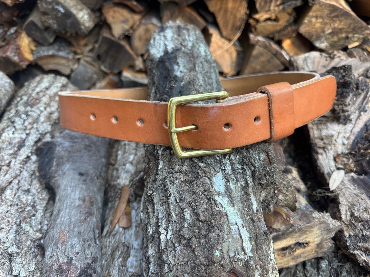 Photo by jehuggins473 on November 4, 2025 of the Nicks Heavy Duty Work Belt in Wickett & Craig Tan English Bridle.