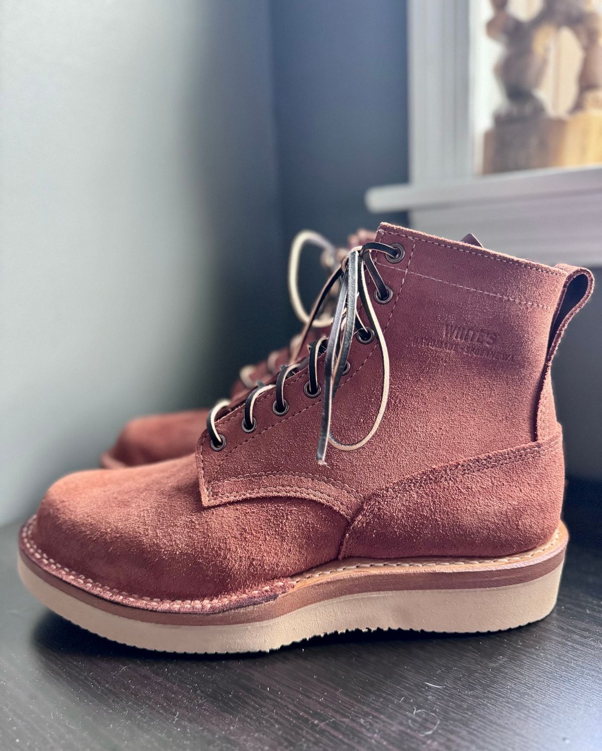 Photo by thecondemnedsole on October 1, 2024 of the White's C350-CS in Seidel Red Dog Oil Tan Roughout.