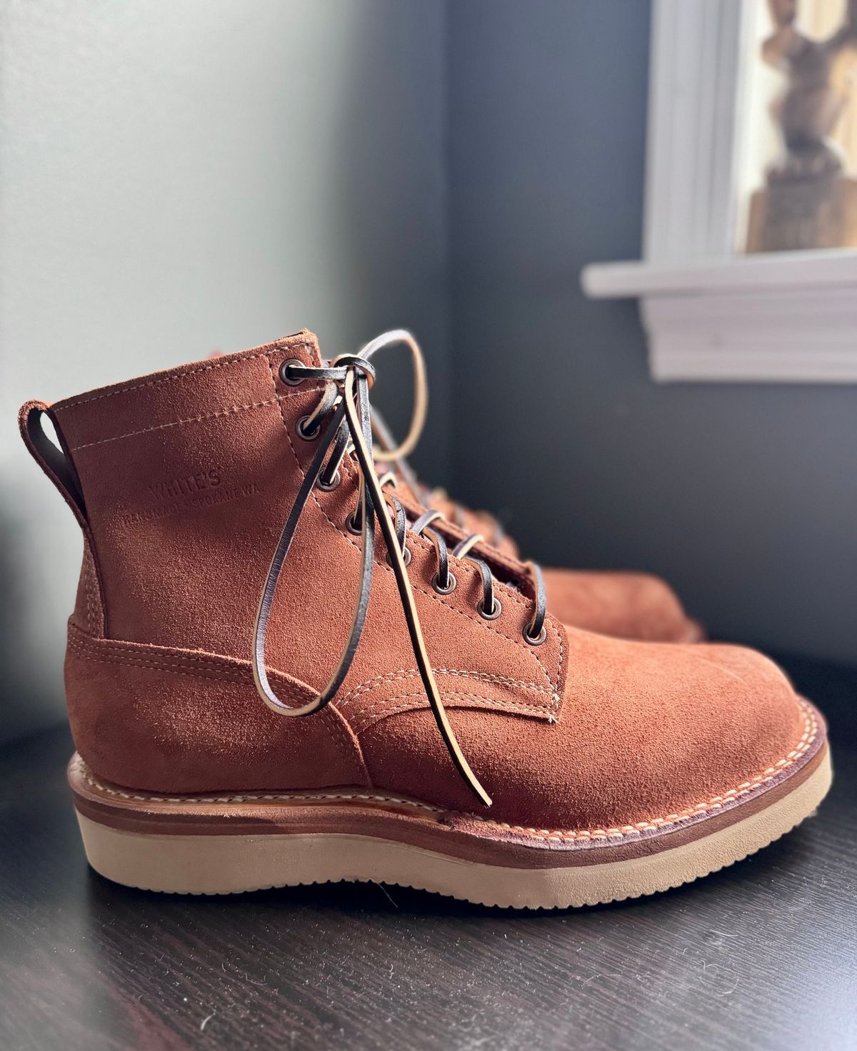 Photo by thecondemnedsole on October 1, 2024 of the White's C350-CS in Seidel Red Dog Oil Tan Roughout.
