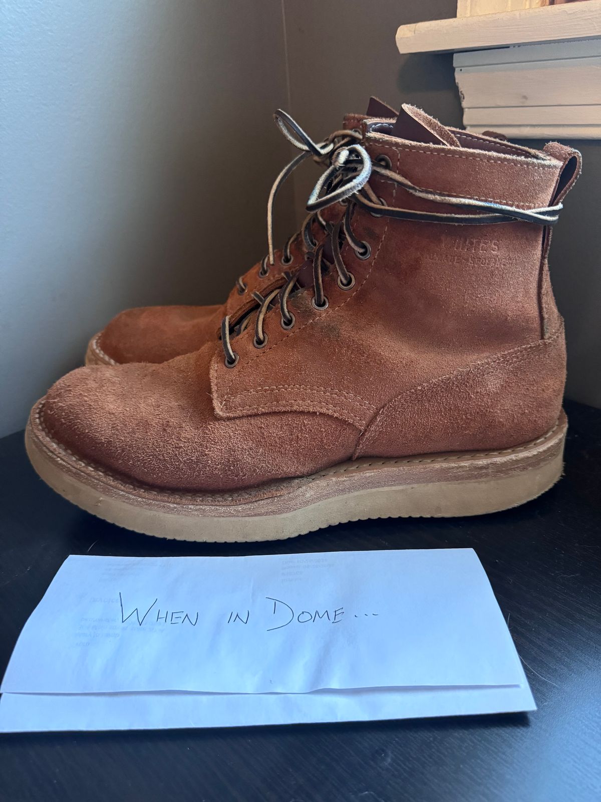 Photo by thecondemnedsole on November 3, 2024 of the White's C350-CS in Seidel Red Dog Oil Tan Roughout.